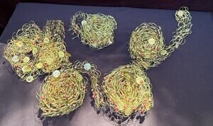 Vintage Pier 1 Wire Christmas Tree Garland Beaded Gold 5 Rolls Wizard Of Oz Tree